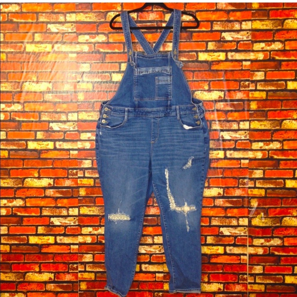 Arizona Plus Sized Lace Embellished Overalls